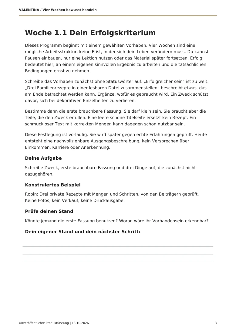 Öffentliche Leseprobe von Vier Wochen bewusst handeln
